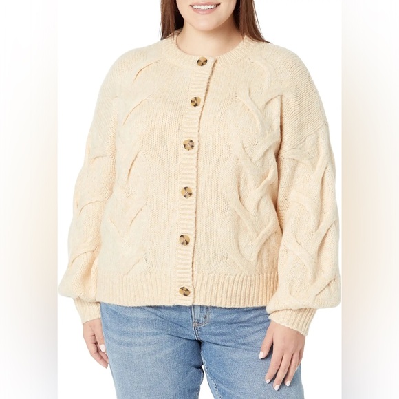 Madewell Sweaters - XXL - MADEWELL - Wool Aviva Cable Cardigan Sweater Cream White NEW $118 msrp